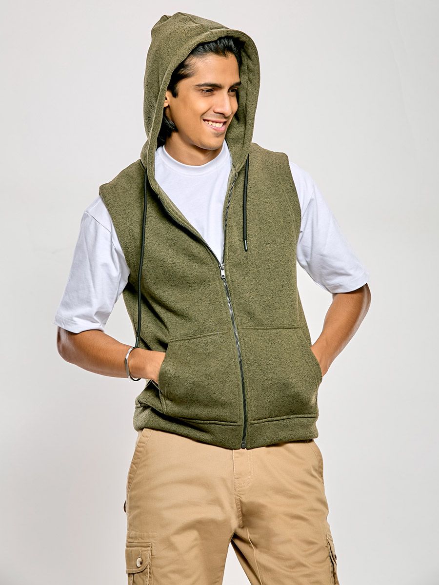 Sleeveless hoodie jacket best sale