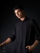 Black Textured Relaxed Fit Full Sleeve Shirt