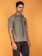 Oversized short sleeve shirt with zipper