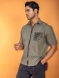 Oversized short sleeve shirt with zipper