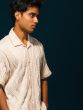 Open collared short sleeve knit shirt