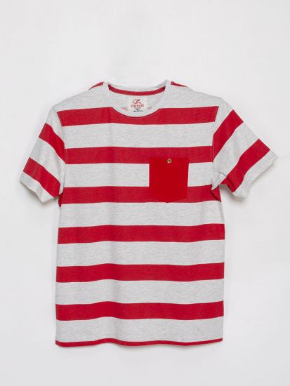 Stripe  Round Neck T Shirt