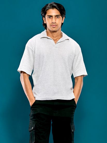 Half sleeve waffle polo shirt