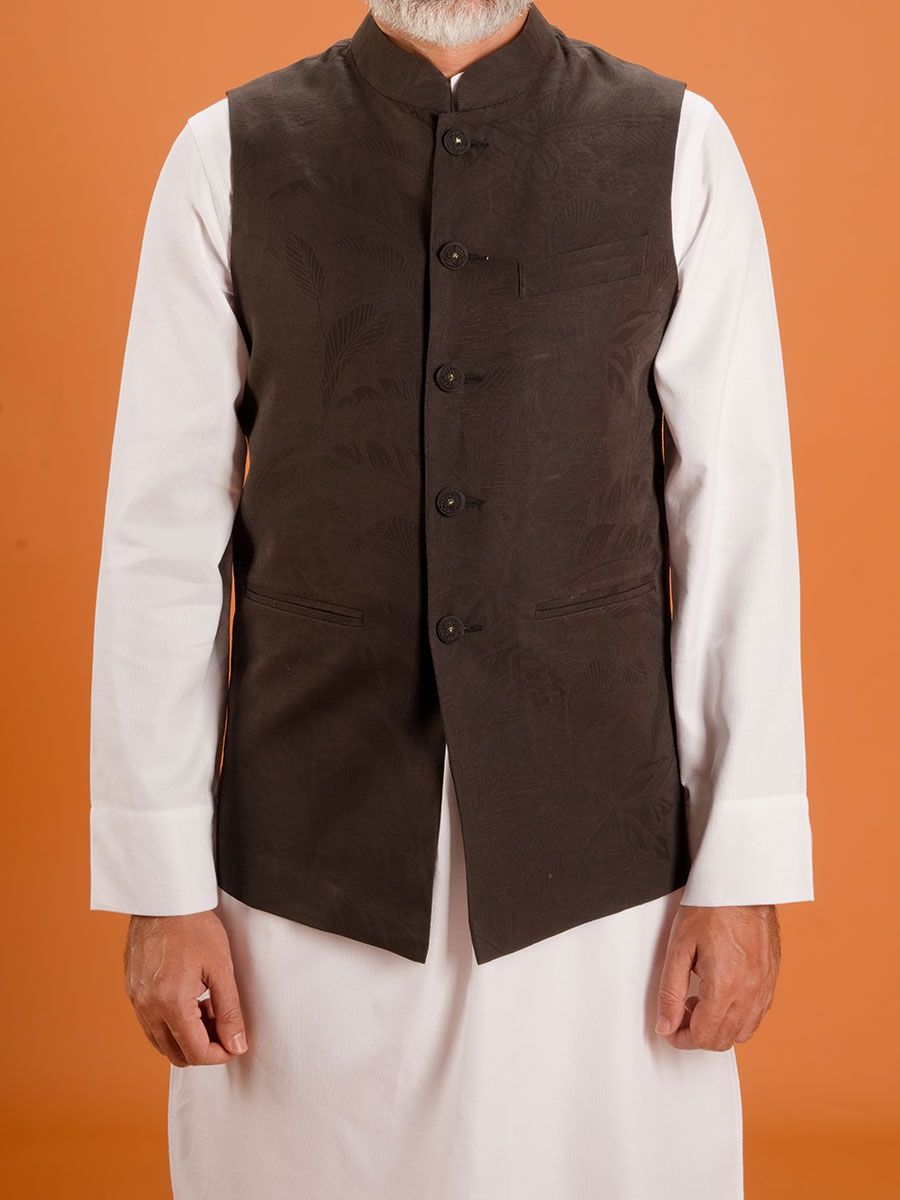 Mandarin Colllar Vest with Embroidery